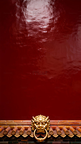 传统建筑金色兽头装饰