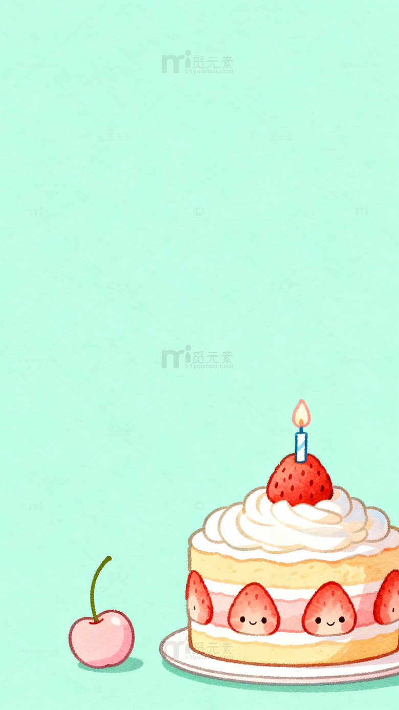 卡通生日蛋糕插画设计素材