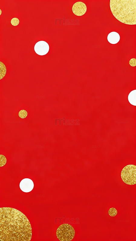 红色喜庆金白圆点背景