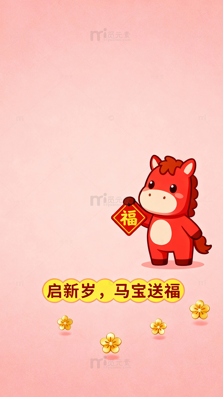 卡通马新年送福图片
