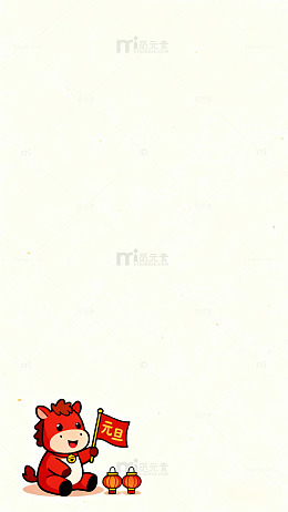 卡通牛元旦庆祝插画