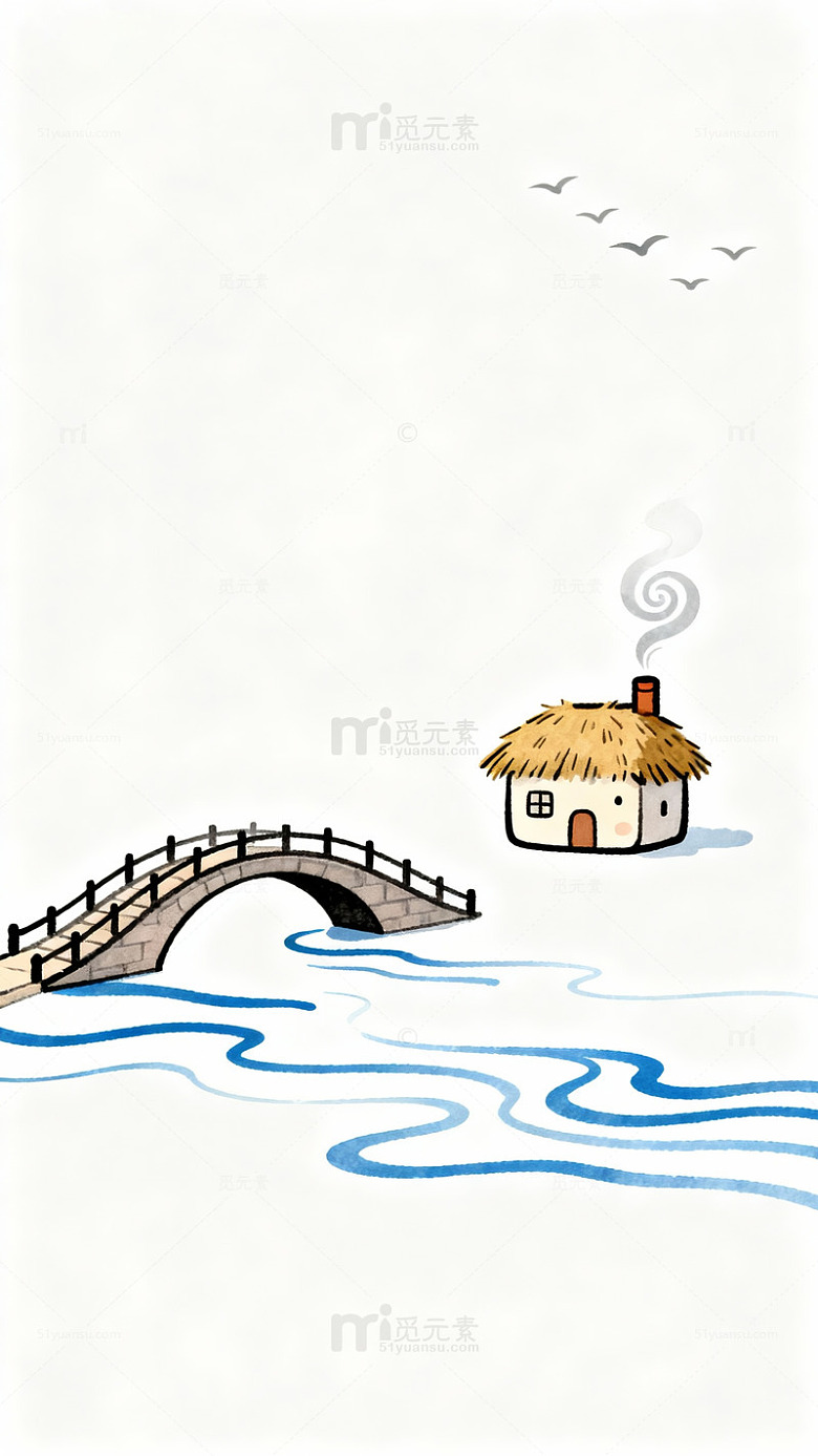 田园风光简笔画风景