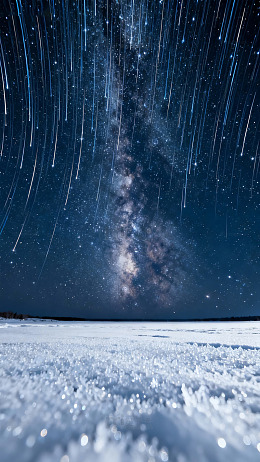 星空流星银河雪地