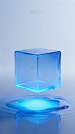 玻璃立方体水滴艺术摄影