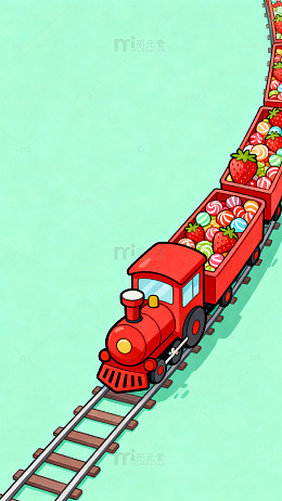 卡通水果火车插画