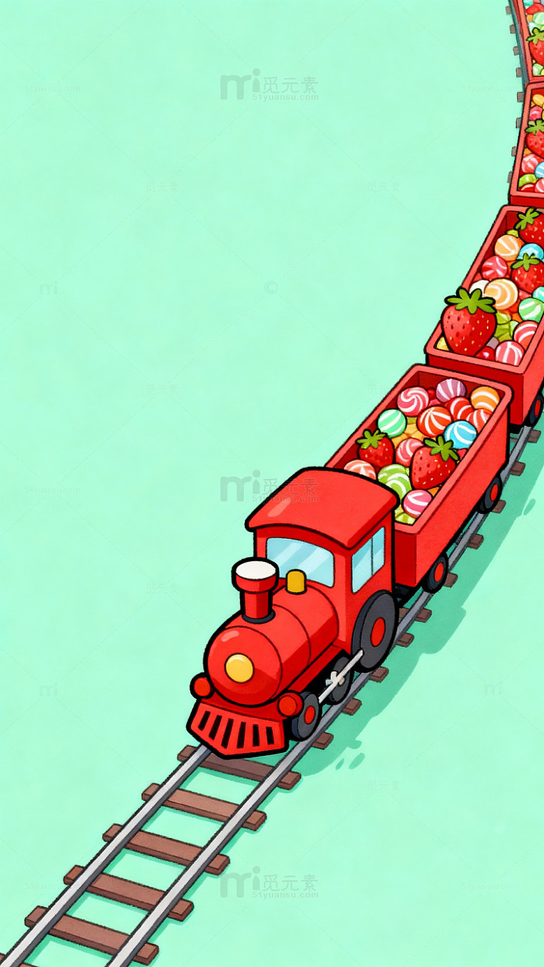 卡通水果火车插画