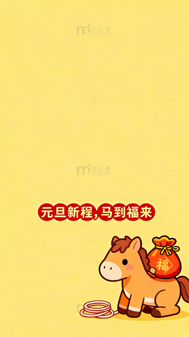 卡通马元旦祝福图片