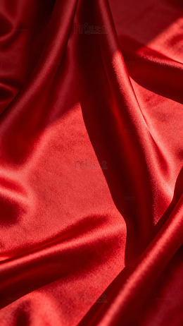 红色丝绸褶皱特写摄影