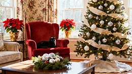 圣诞节装饰温馨客厅场景布置