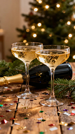 圣诞节香槟庆祝场景