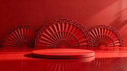 红色中国风舞台场景