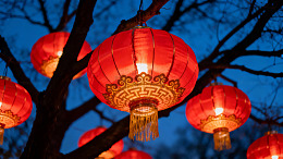 红灯笼夜景节日氛围