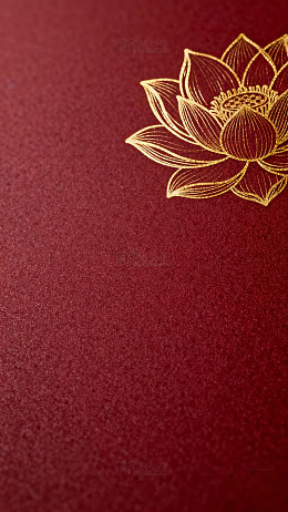 红色背景金色莲花装饰图案