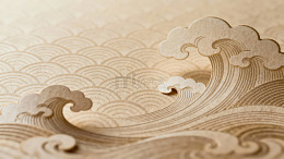 木刻风格海浪图案艺术装饰