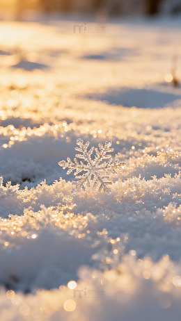 冬日雪花阳光美景特写