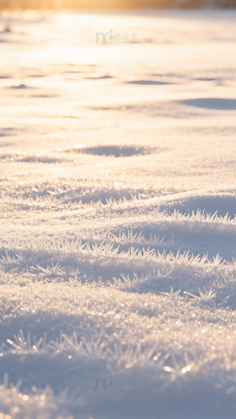 晨光映雪冰晶美景