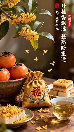 传统节日秋分桂花糕柿