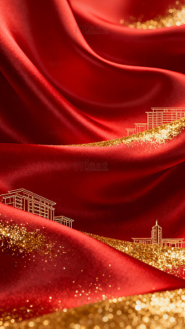 红金色调建筑图案设计素材