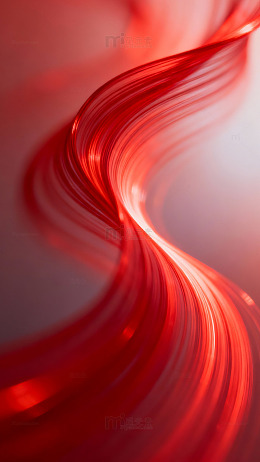 红色流畅曲线抽象艺术