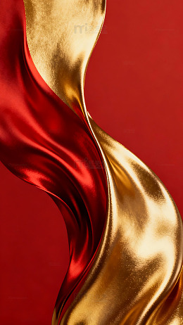 红金丝带波浪艺术视觉