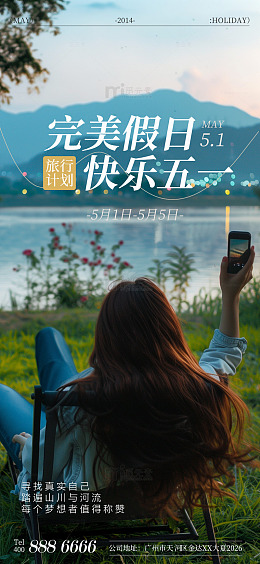 假日风光手机摄影宣传海报
