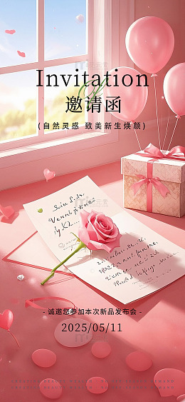粉色邀请函新品发布会