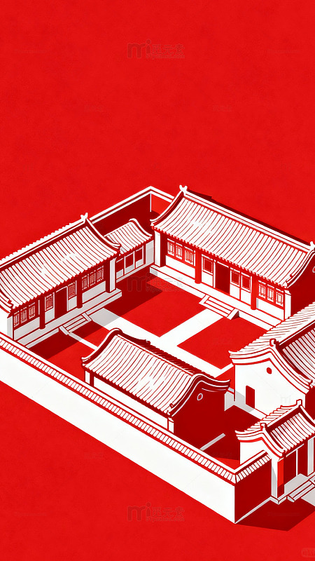 传统中式建筑插画设计