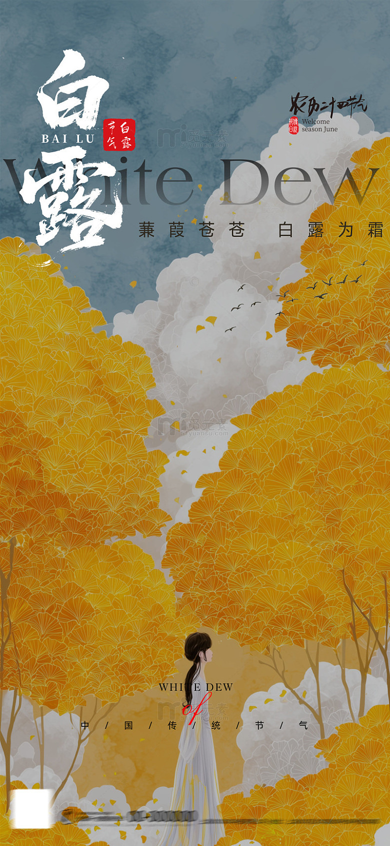 古风白露节气海报设计素材