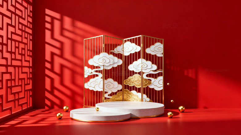 中式风格新年装饰摆件设计