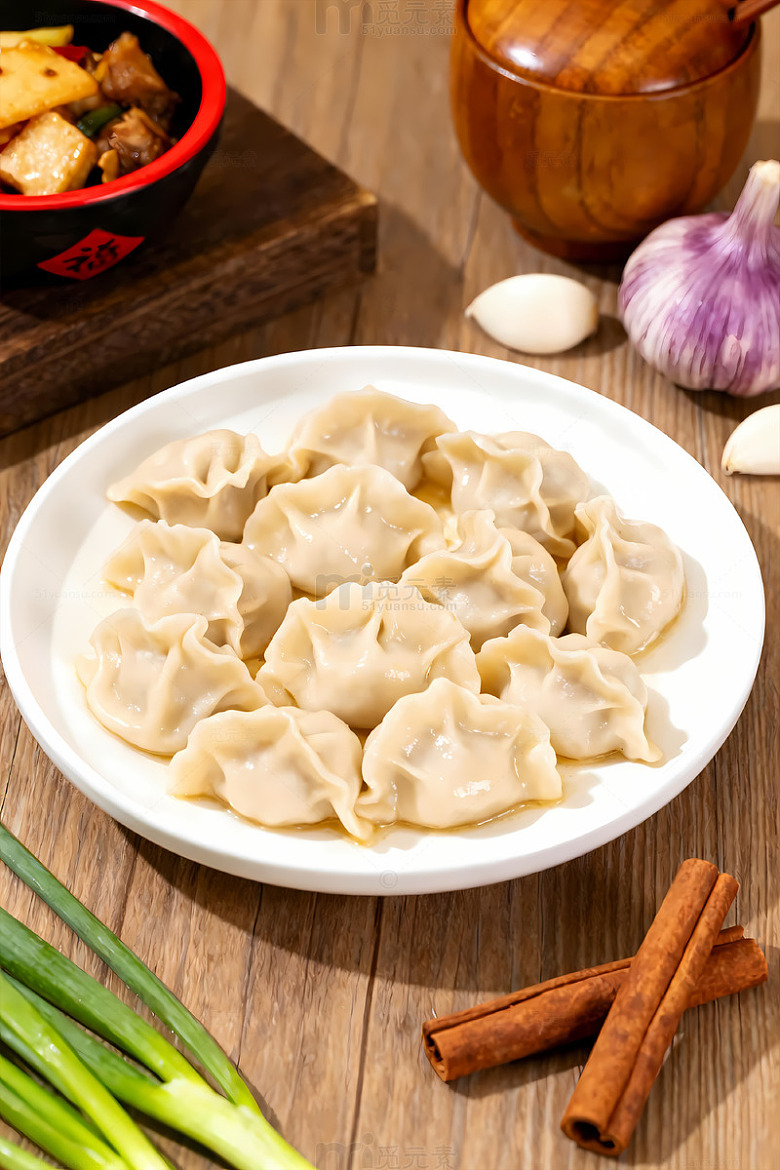 中式美食饺子摄影图