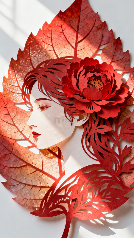 剪纸艺术女性头像创作0