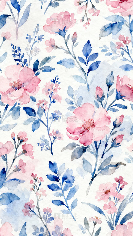 水彩花卉图案壁纸设计素材1