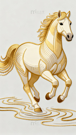 金色骏马艺术插画4