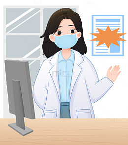 科学医疗人员工作场景插画