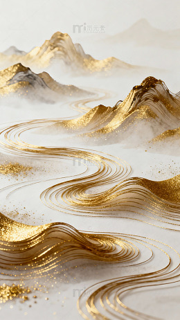 抽象山水金箔艺术装饰画