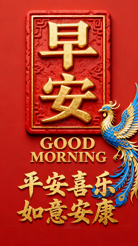 中式祝福早安图