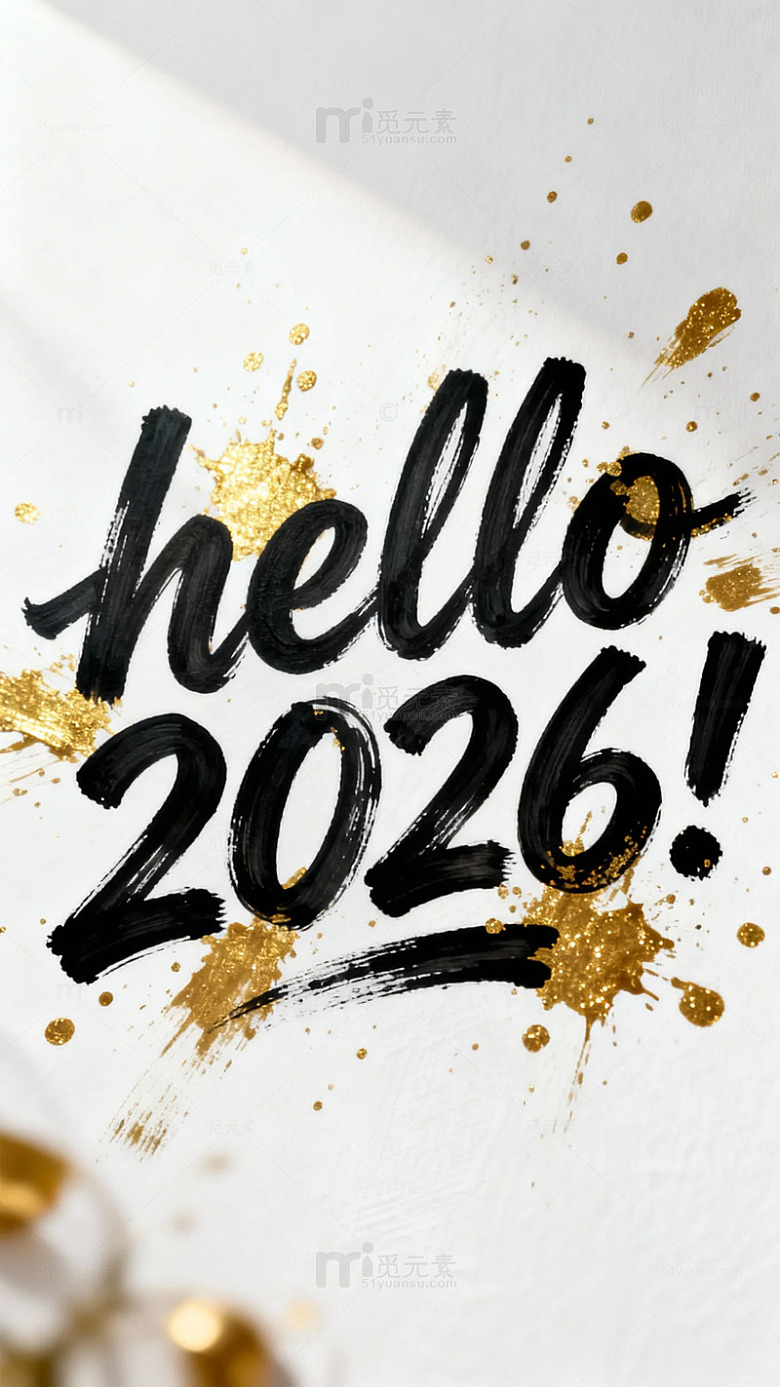 金黑艺术字迎新2026