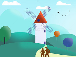 清新风景背景插画