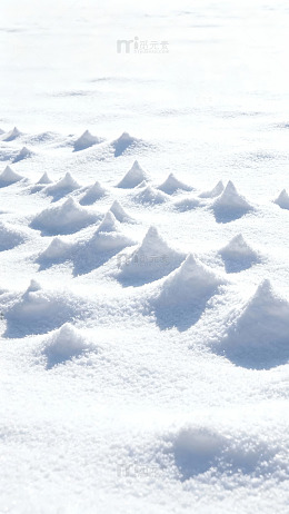 雪地上的尖锐冰锥在阳光下闪闪发光