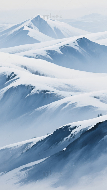 雪山风光壮丽画卷冰雪覆盖连绵起伏