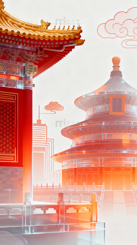 古典中国风建筑插画