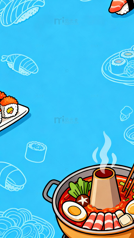 日式火锅寿司插画设计素材