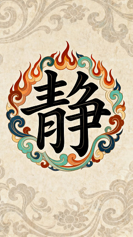 古韵火焰静字艺术装饰画