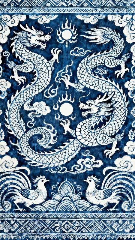 青花瓷龙纹图案艺术装饰