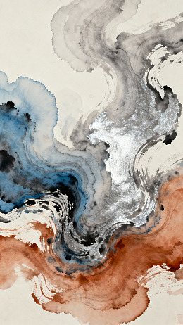 水墨抽象画风云变幻艺术画作