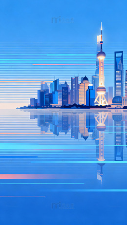 都市夜景插画上海东方明珠