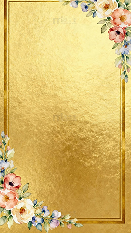 金色花卉边框设计素材