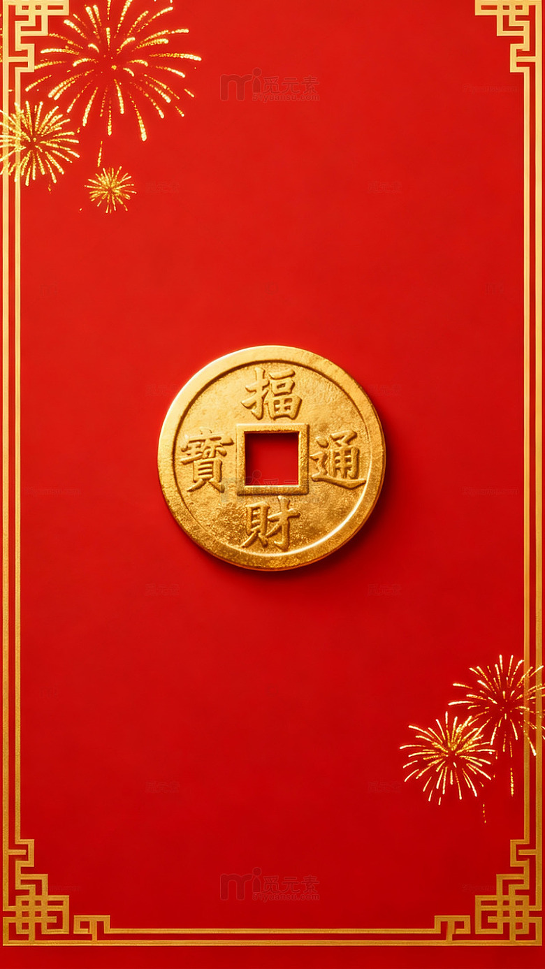 新春祈福铜钱喜庆海报