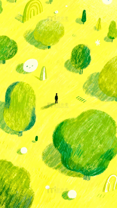 绿色森林漫步插画