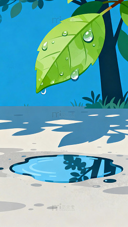 雨后森林小水坑插画